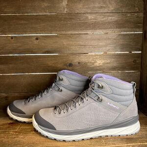 New Womens Lowa‎ Malta GTX Mid Gray Leather Waterproof Hiking Boots Shoes Size 7